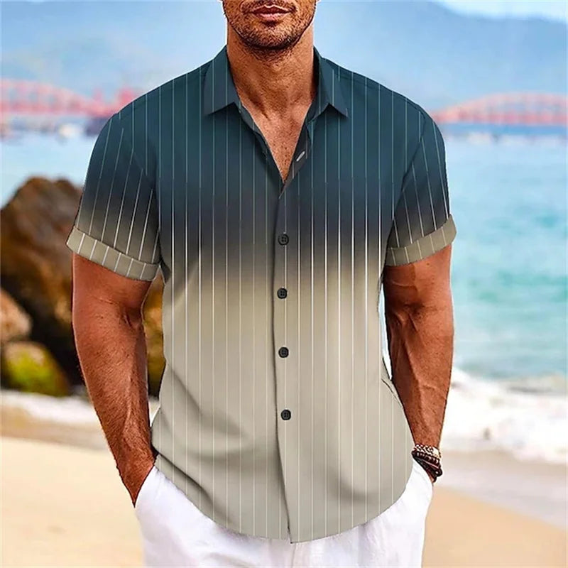 Chemise hawaïenne à motif rayé dégradé