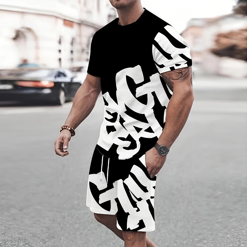 Ensemble tendance d'été, grande police imprimée. Plusieurs coloris disponible.