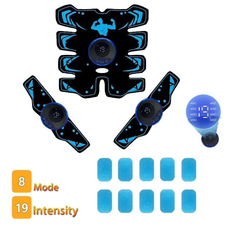 Masseur Abdominal EMS écran LCD | Stimulateur Musculaire Sans Fil | 8 Modes | Charge USB