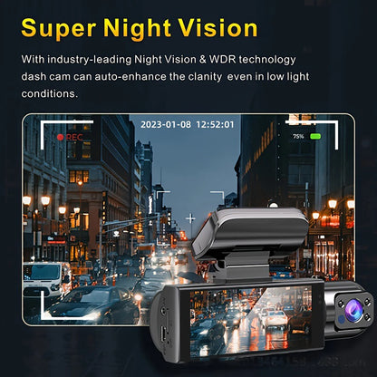 Caméra de tableau de bord pour voitures 1080P, enregistreur vidéo DVR, double caméra de voiture, vue avant et intérieure, enregistrement en boucle, moniteur WiFi Dashcam