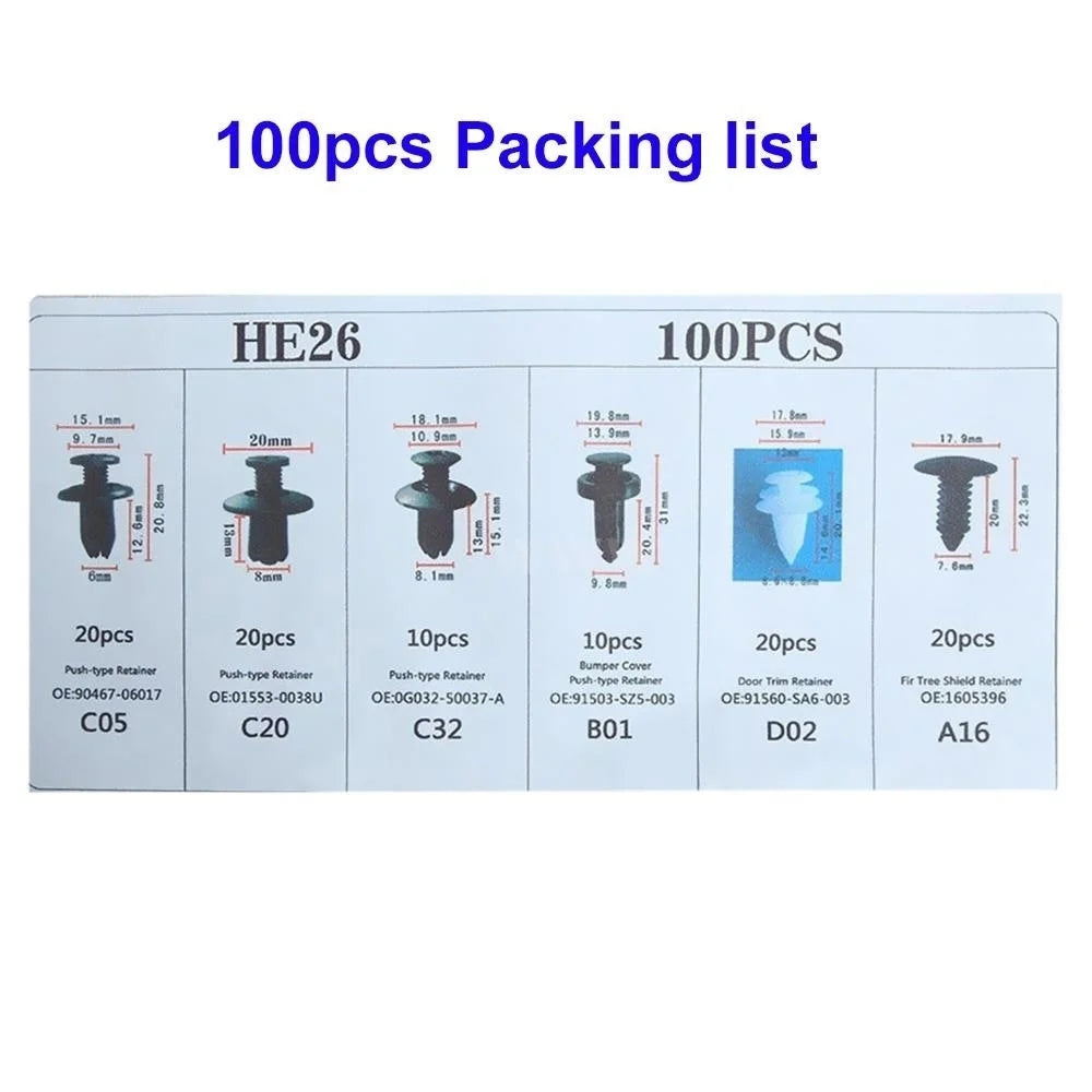 Clips de retenue en plastique pour voiture, goupille de poussée pour garde-boue Automobile, Rivet de panneau de garniture de porte, outil de fixation de taille mixte pour pare-chocs Automobile