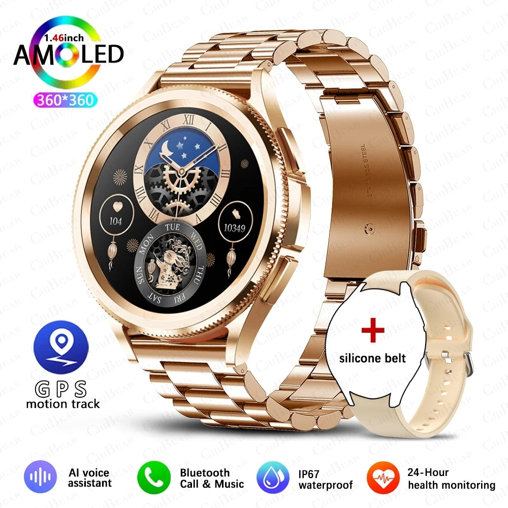 Montre intelligente connectée hommes 1.46 pouces GPS sport Fitness Tracker horloge fréquence  femmes
