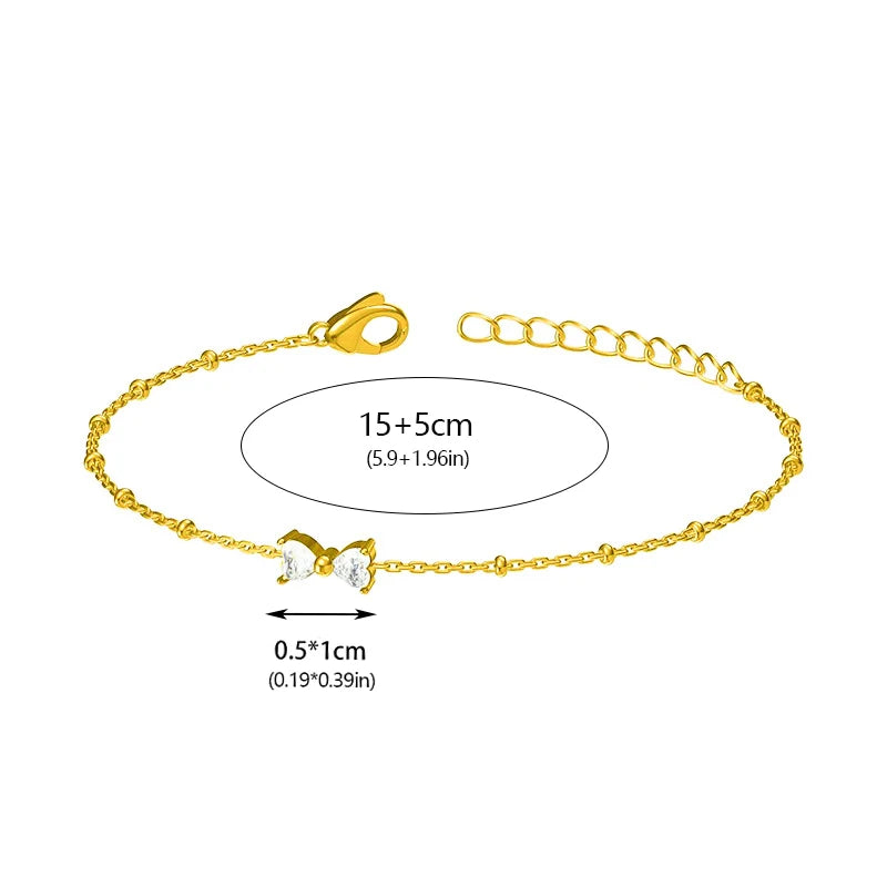 Bracelet en acier inoxydable 316L avec nœud papillon et zircon.