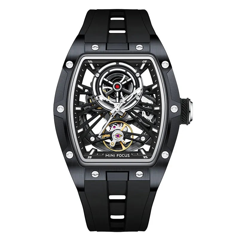 Montre Homme MINIFOCUS — Mécanique Automatique Squelette, Silicone & Waterproof 5ATM