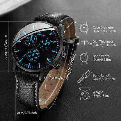 Coffret Montre Homme – Montre Quartz + Collier + Bracelet Cuir