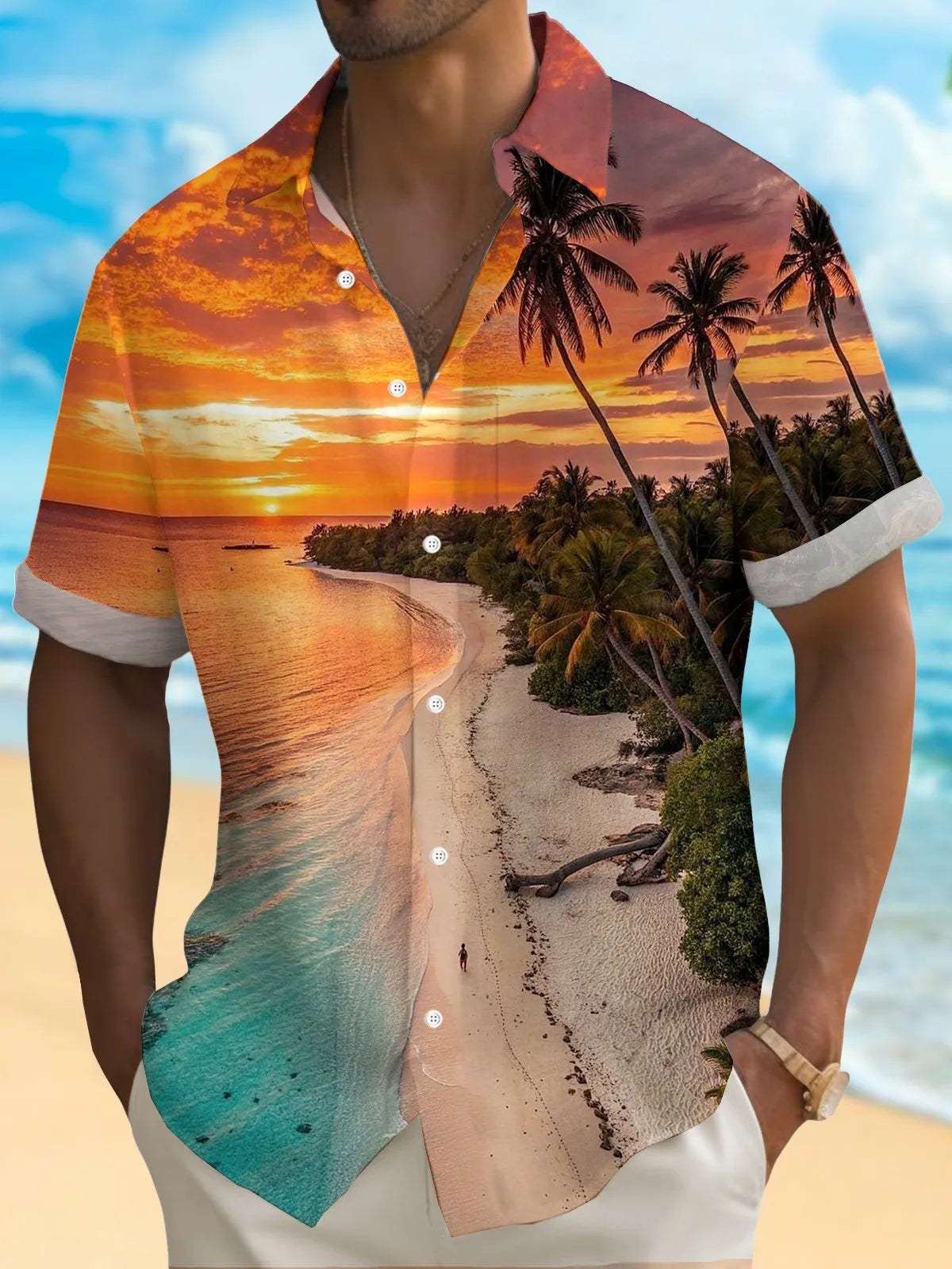 Chemises d'été pour hommes, chemise hawaïenne décontractée,manches courtes.