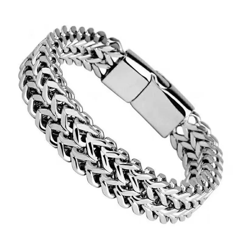 Bracelet en acier inoxydable pour hommes, bijoux avec serrures cachées, taille 19/21/23CM