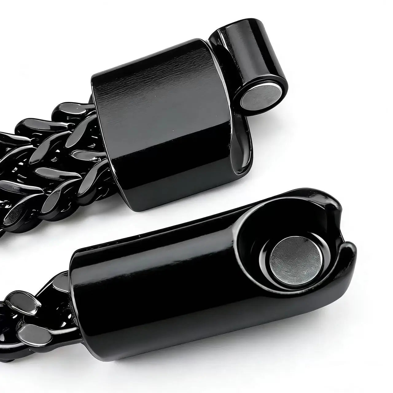 Bracelet chaîne en acier inoxydable noir de 10 mm de large pour hommes, bijoux punk gothiques, fermoir magnétique, boucle cachée, accessoire