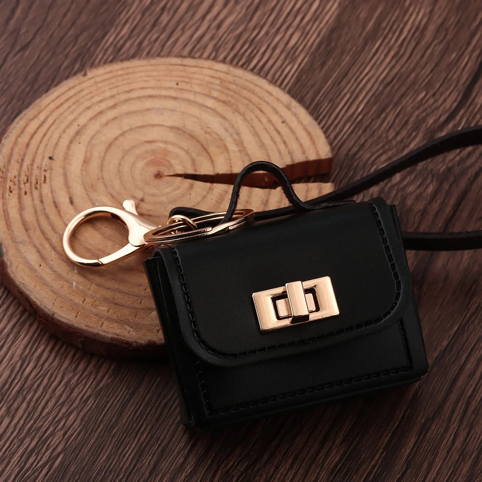 Mini Sac Porte-Clés en Cuir PU — Porte-Monnaie Zippé, Pendentif Sac, 7 Coloris