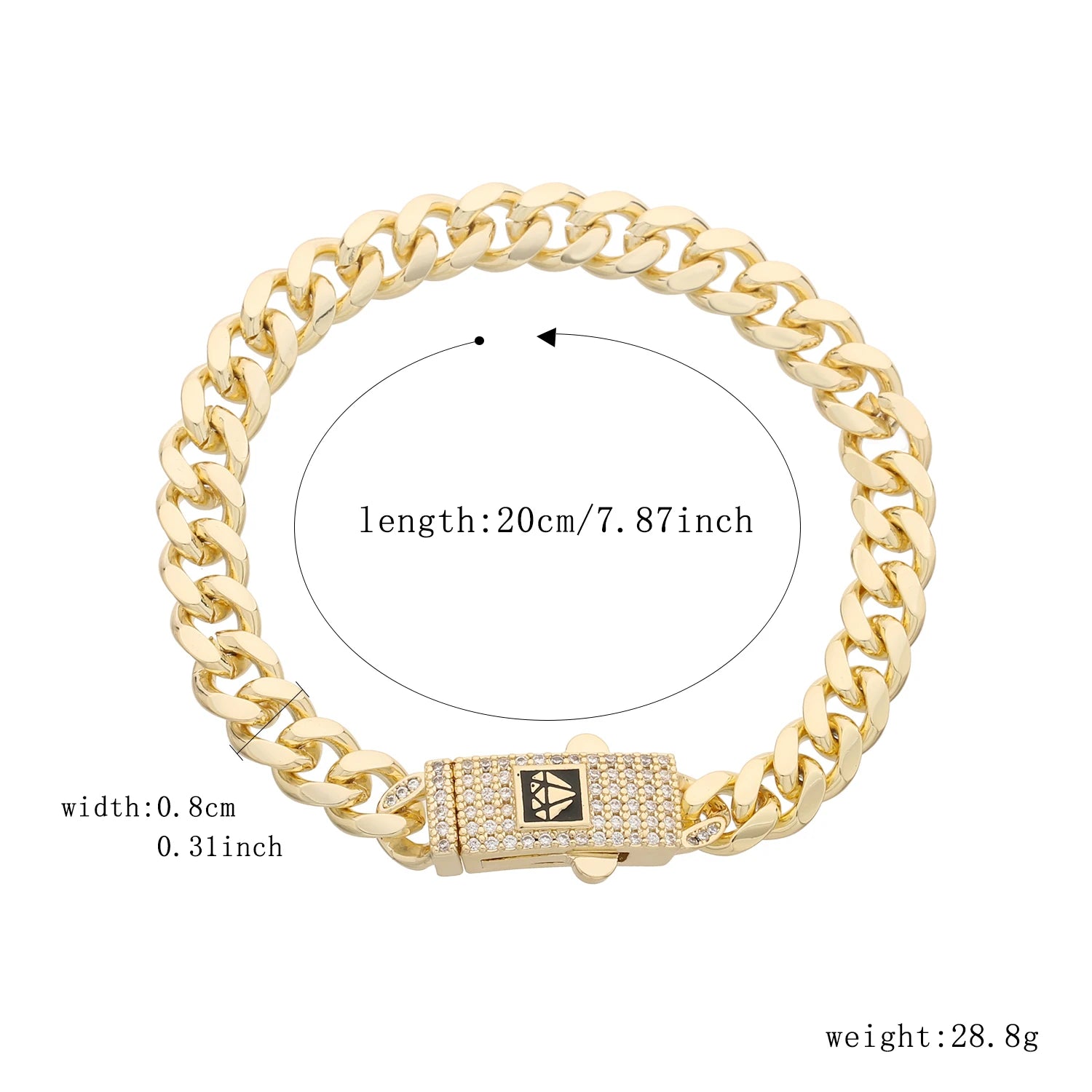 Bracelet de cheville de style Monaco hommes femmes, plaqué or 14 carats.