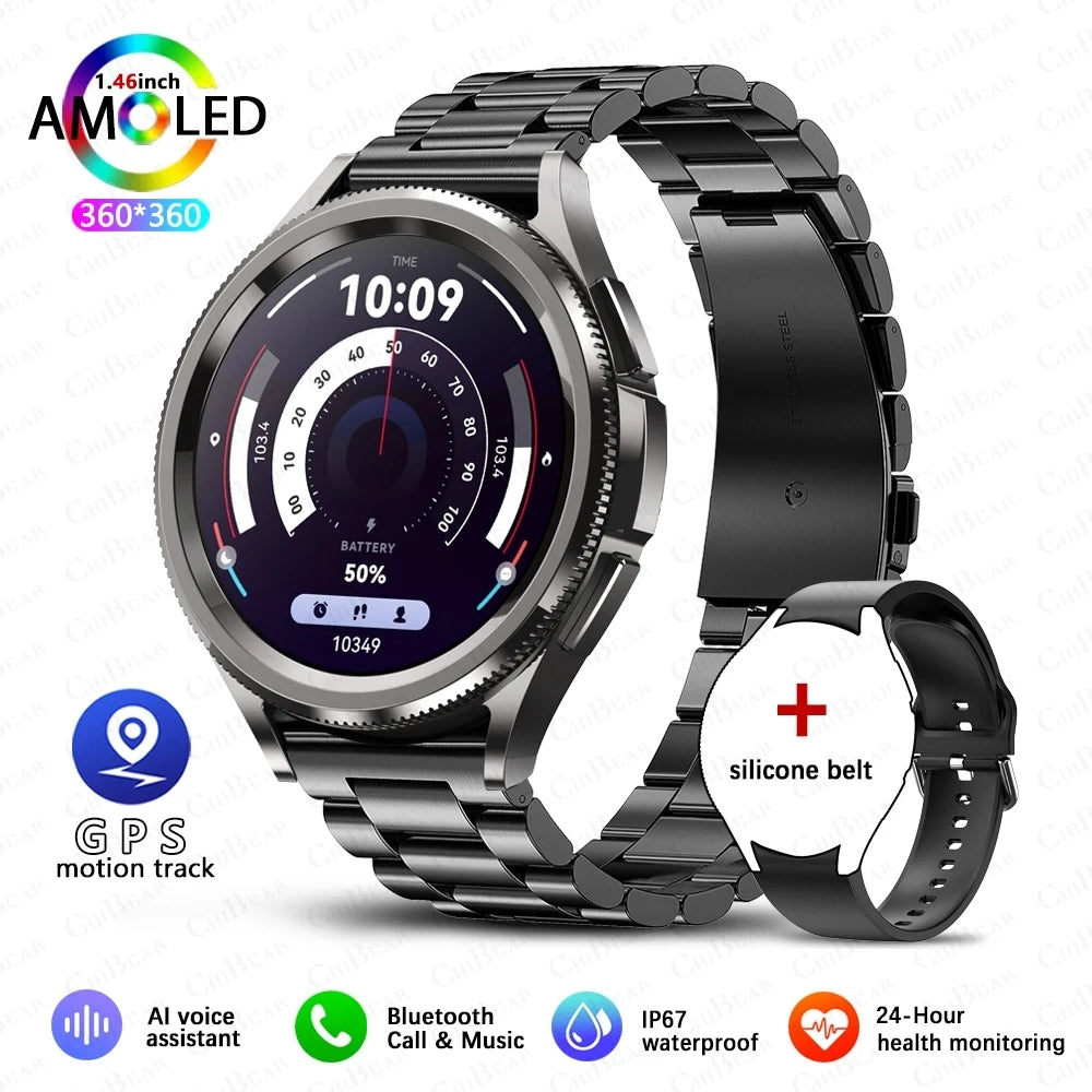 Montre intelligente connectée hommes 1.46 pouces GPS sport Fitness Tracker horloge fréquence  femmes