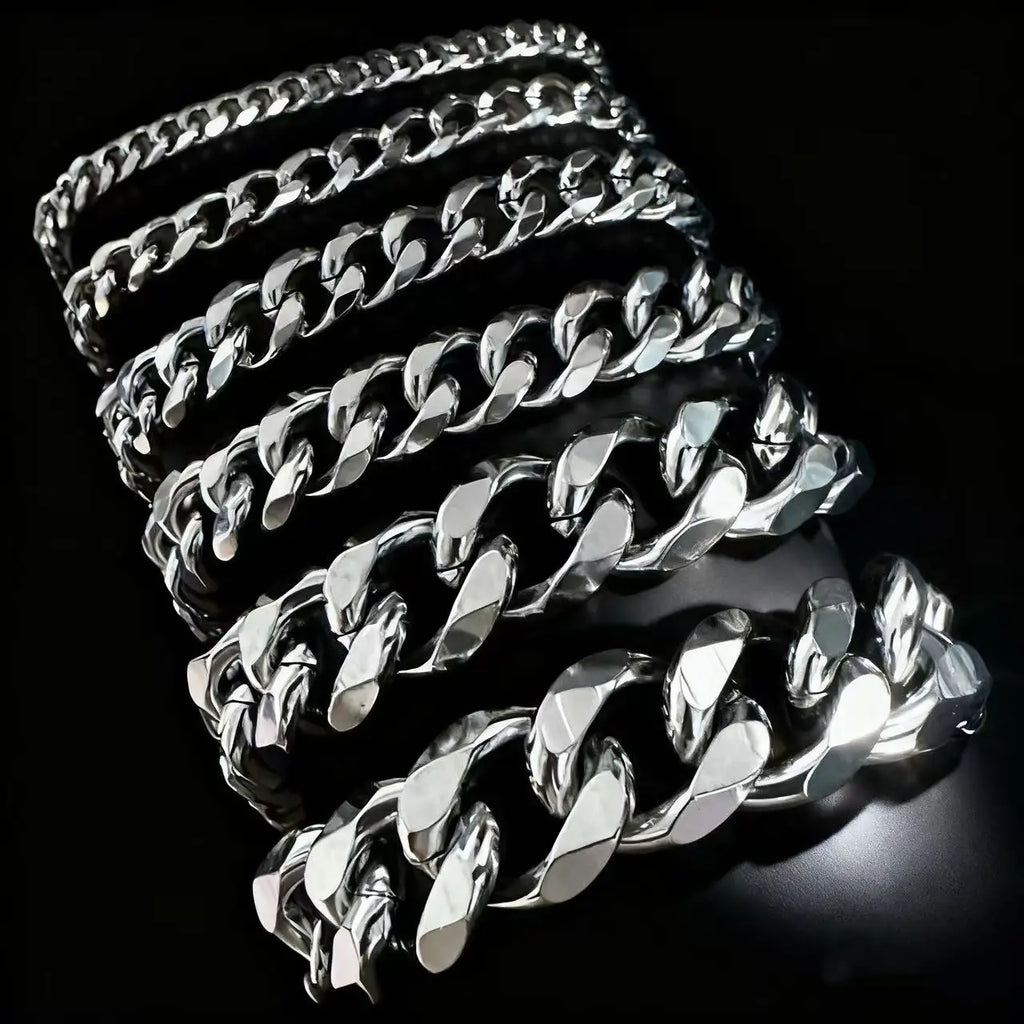 HNSP – Bracelet en acier inoxydable pour hommes, chaîne cubaine, couleur or, taille réglable, bijoux tendance, chaînes pour les mains, largeur 3/5/7/9/13/15MM