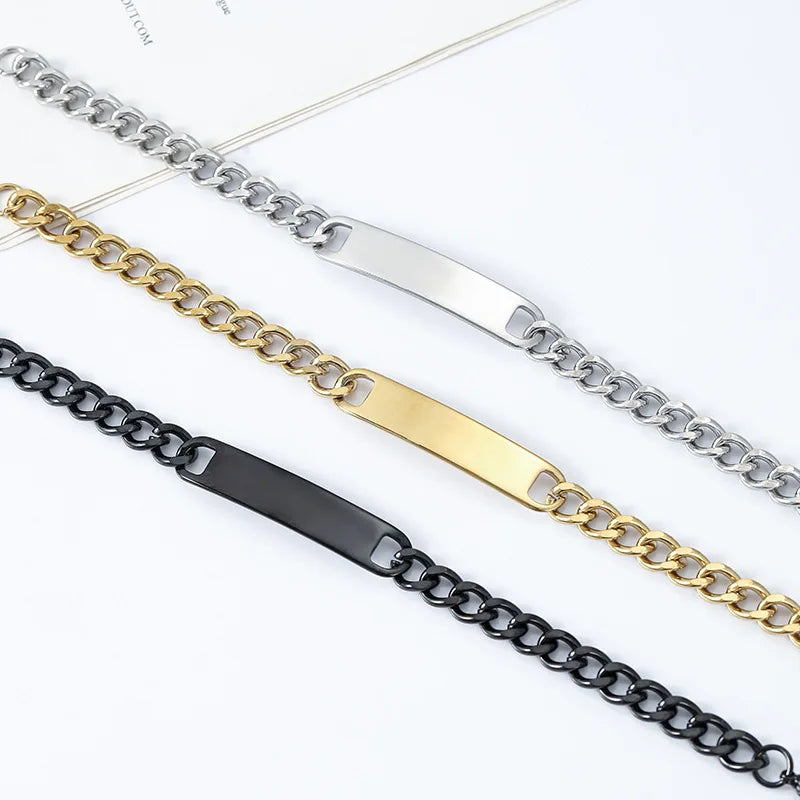 Chaîne à main en acier inoxydable de 7MM, Bracelet Simple pour hommes et femmes.
