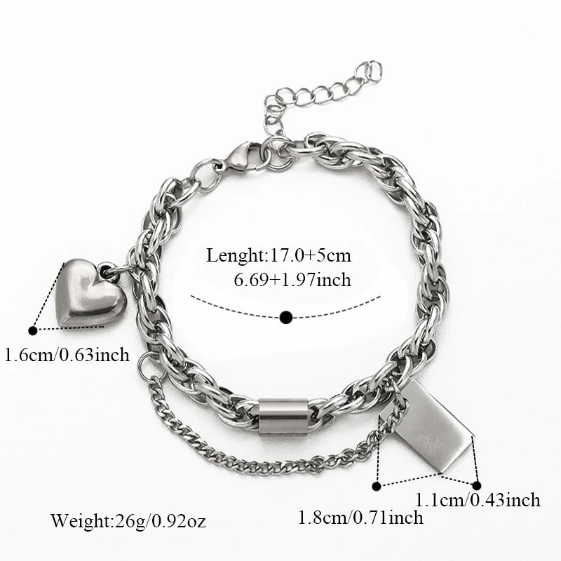 Bracelet jonc en acier inoxydable 316L GANEMLY pour femmes, nouveau bracelet punk, chaîne de poignet, bijoux imperméables, bijoux femme
