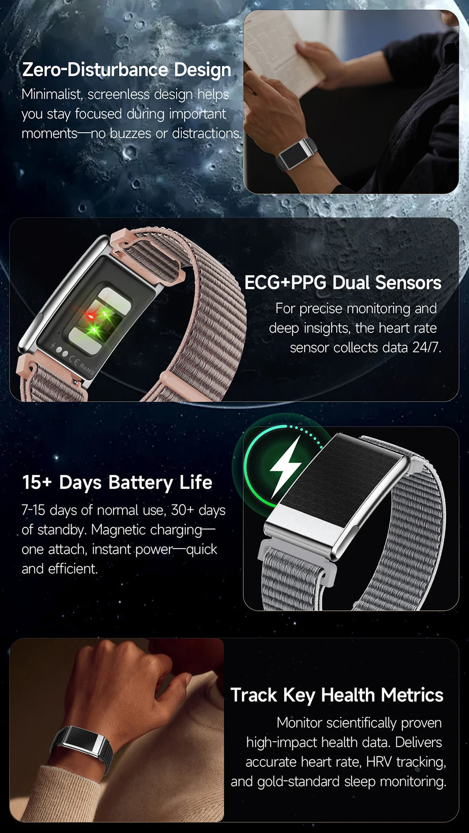 Nouvelle Montre Connectée Ultra-Mince 8mm 2026 pour Femme avec Suivi ECG, Fréquence Cardiaque, Pression Artérielle, Oxygène Sanguin et Appel Bluetooth