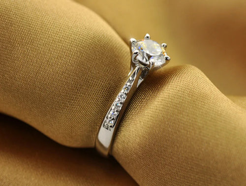 Bague classique de luxe en argent Sterling 925 pour femmes, bijoux à Six griffes, simple, diamant 70ct, imitation diamant, bague pour femmes