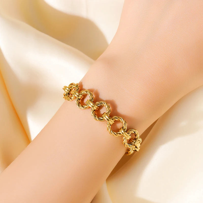 Bracelet acier inoxydable pour femmes couleur or