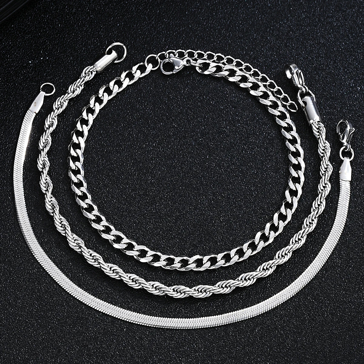 Ensemble de bijoux simples en acier inoxydable hommes