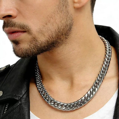 Collier à maillons cubains en acier inoxydable pour hommes, chaîne épaisse et lourde, 8/10/12/14MM, accessoires Punk Rock