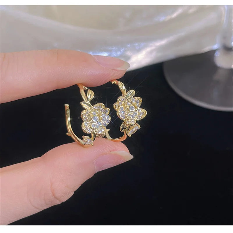 Boucles d'oreilles feuilles zircon