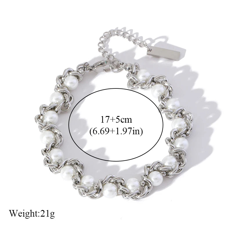 GANEMLY – Bracelet en acier inoxydable 316L pour femmes, couleur argent, chaîne à maillons, à la mode, Punk, chaîne de poignet, bijoux étanches