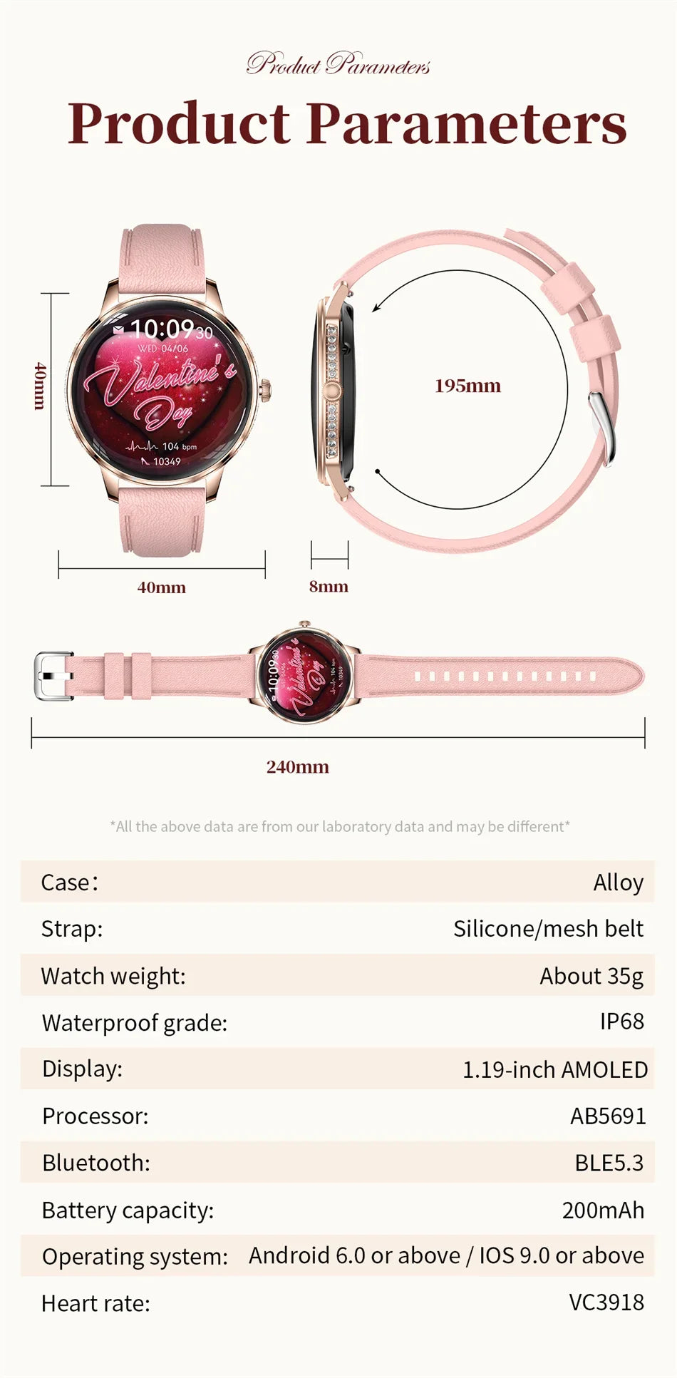Nouvelle Montre Connectée Ultra-Mince 2026 pour Femme avec Suivi de Santé, Appel Bluetooth, Fréquence Cardiaque, Oxygène Sanguin et Modes Sportifs