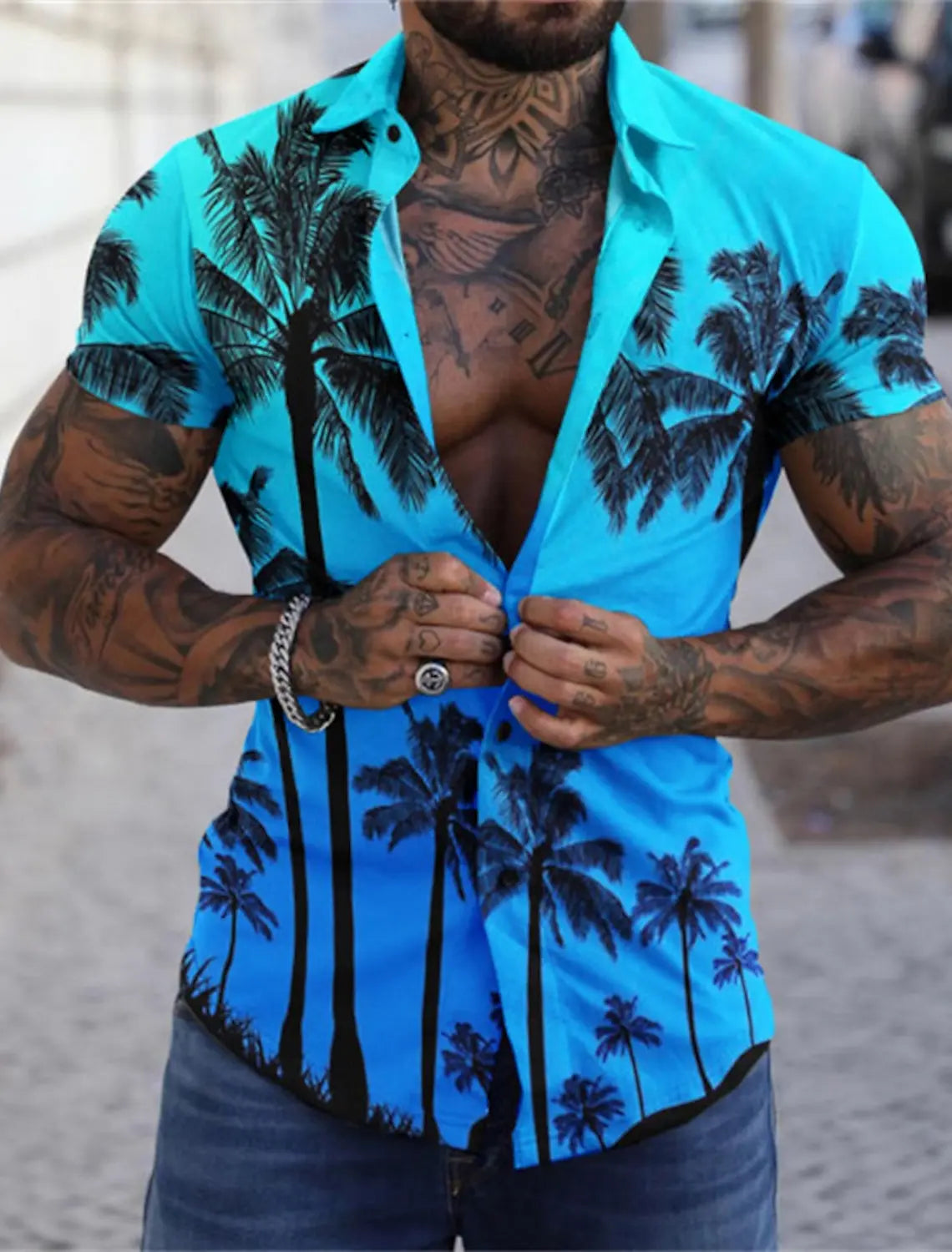 Chemise Hawaïenne Homme | Arbre & Mer Imprimé 3D | S à 5XL