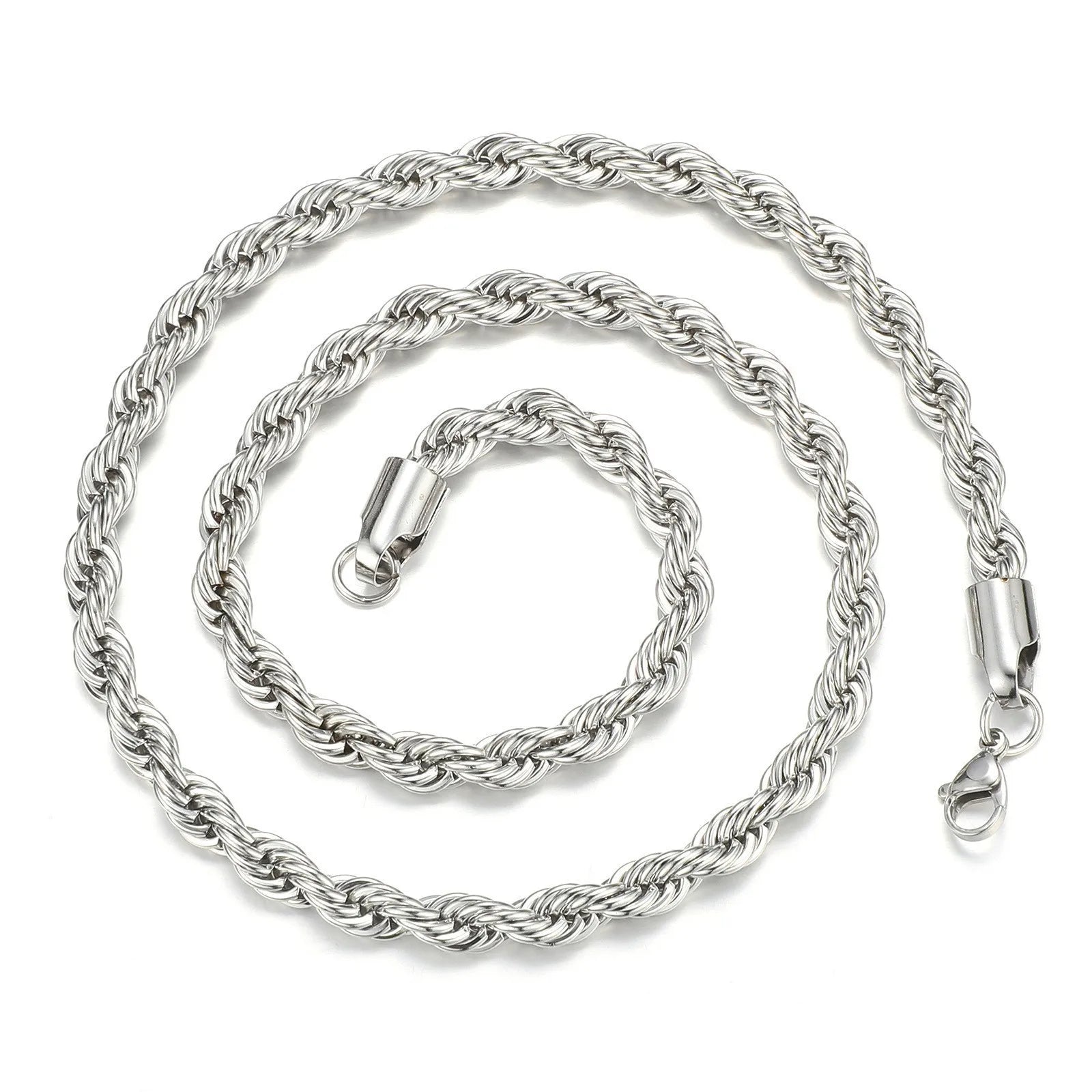 Collier en acier inoxydable 316L, chaîne torsadée  bijoux unisexes,largeur 3MM/4MM/5MM
