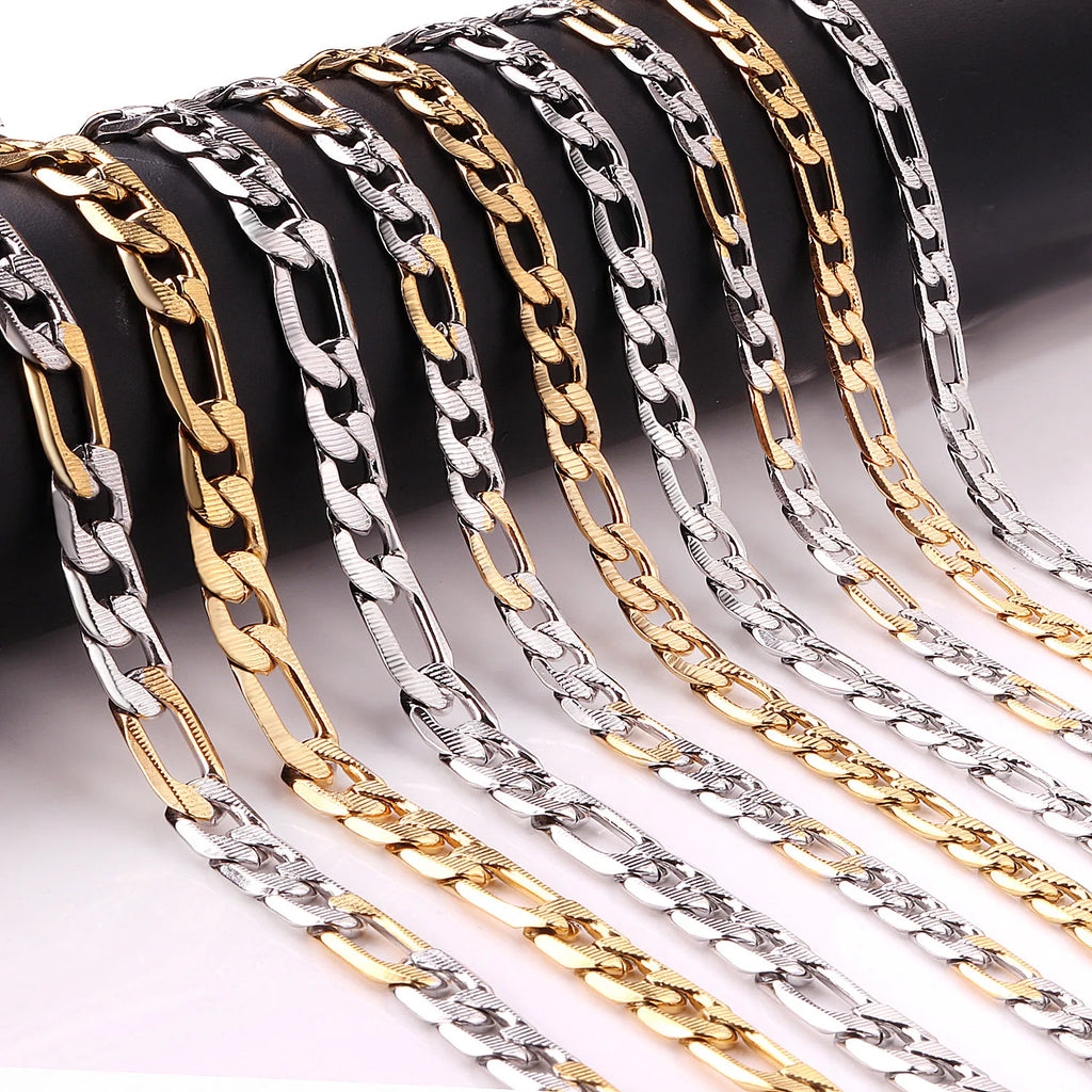 Collier Chaîne Figaro en Acier Inoxydable | Or, Argent & Bicolore – 6/8/10mm