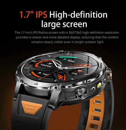 Smartwatch Militaire GUHUAVMI 2026 – Écran AMOLED 1,7", Batterie 1400mAh, GPS, Appel Bluetooth