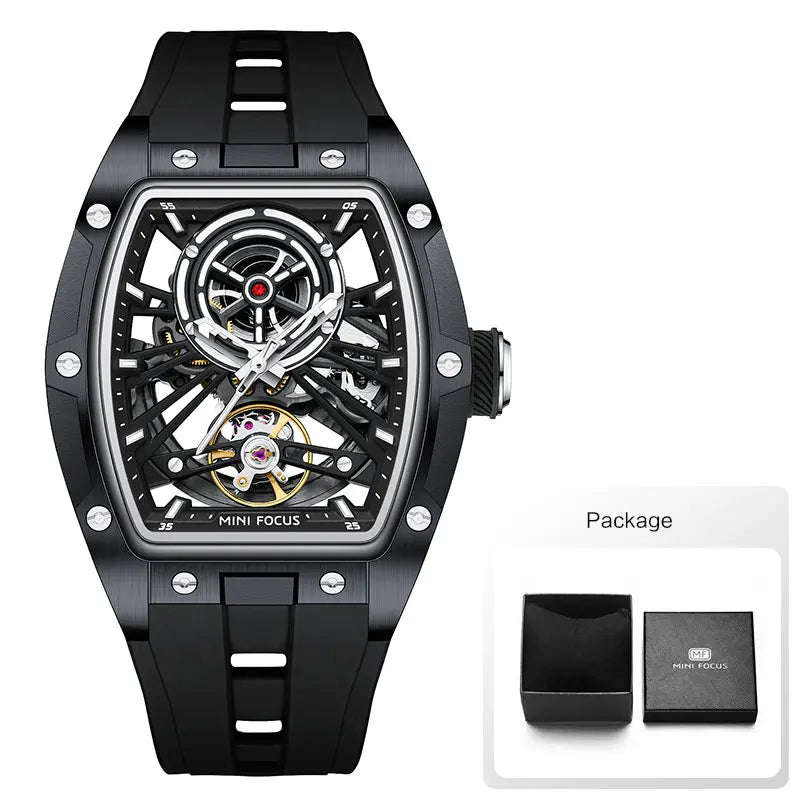 Montre Homme MINIFOCUS — Mécanique Automatique Squelette, Silicone & Waterproof 5ATM