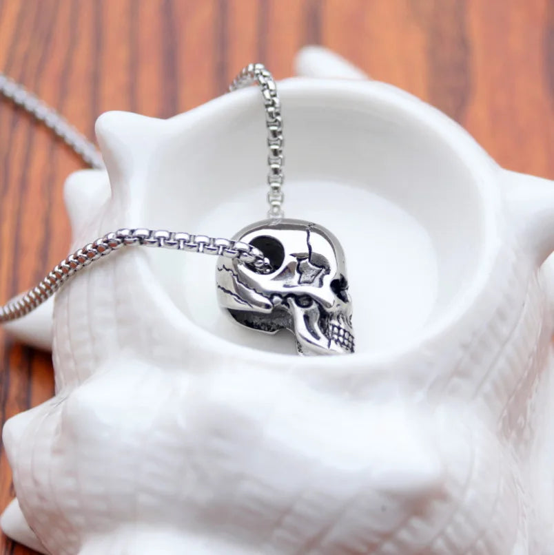 HNSP – collier gothique avec pendentif tête de mort pour hommes, bijoux squelette Punk, accessoires d'halloween