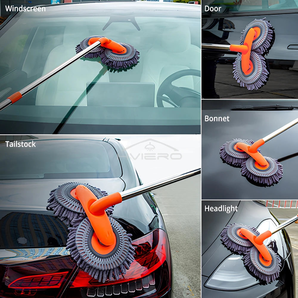 Kit polyvalent de nettoyage de voiture, 1 pièce, brosse en microfibre, éponge de vadrouille, lingette, outils automobiles pour la maison, accessoires de nettoyage universels, jaune et gris