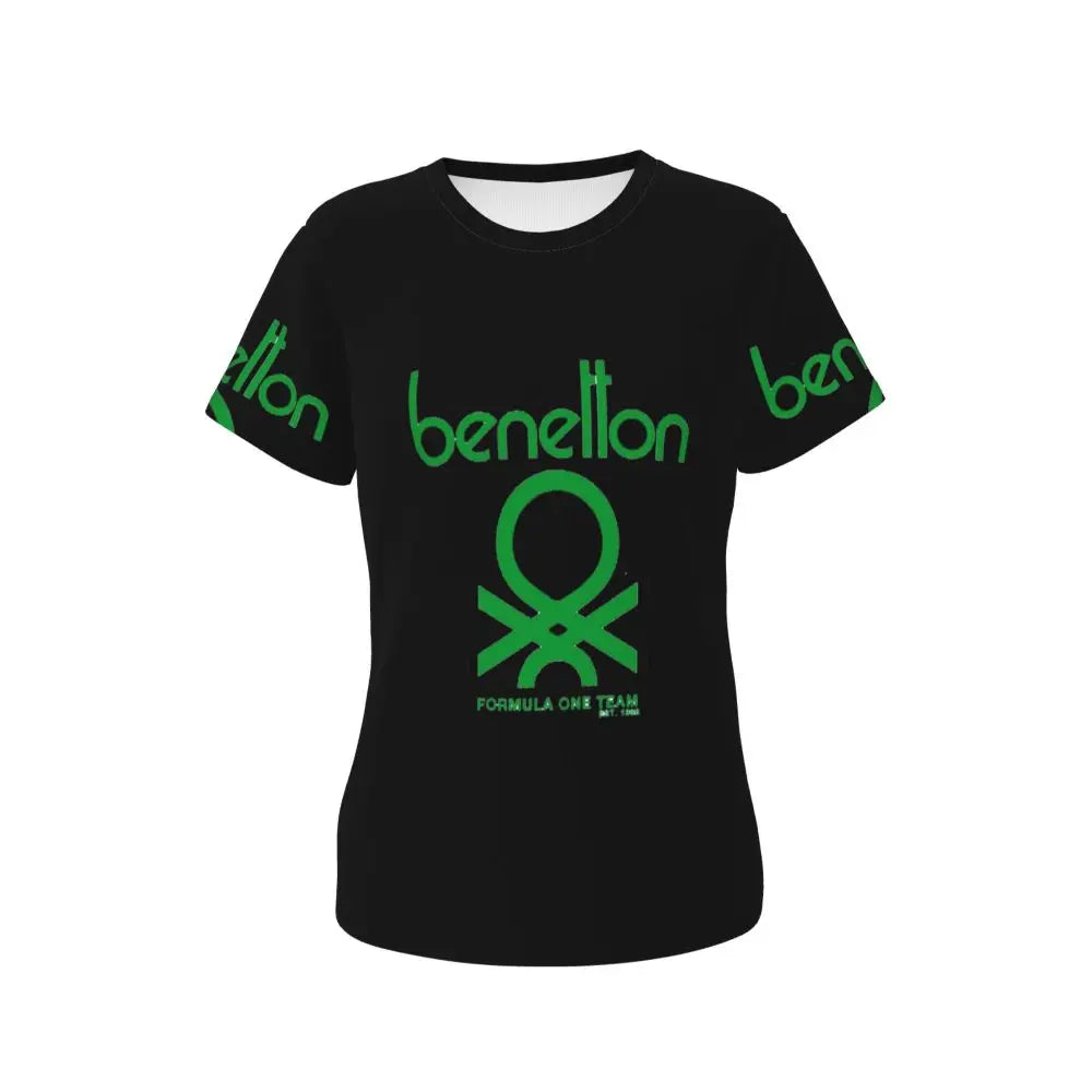 T-shirt Benetton pour femme, manches courtes, col rond, vêtements en coton, t-shirts d'été, streetwear