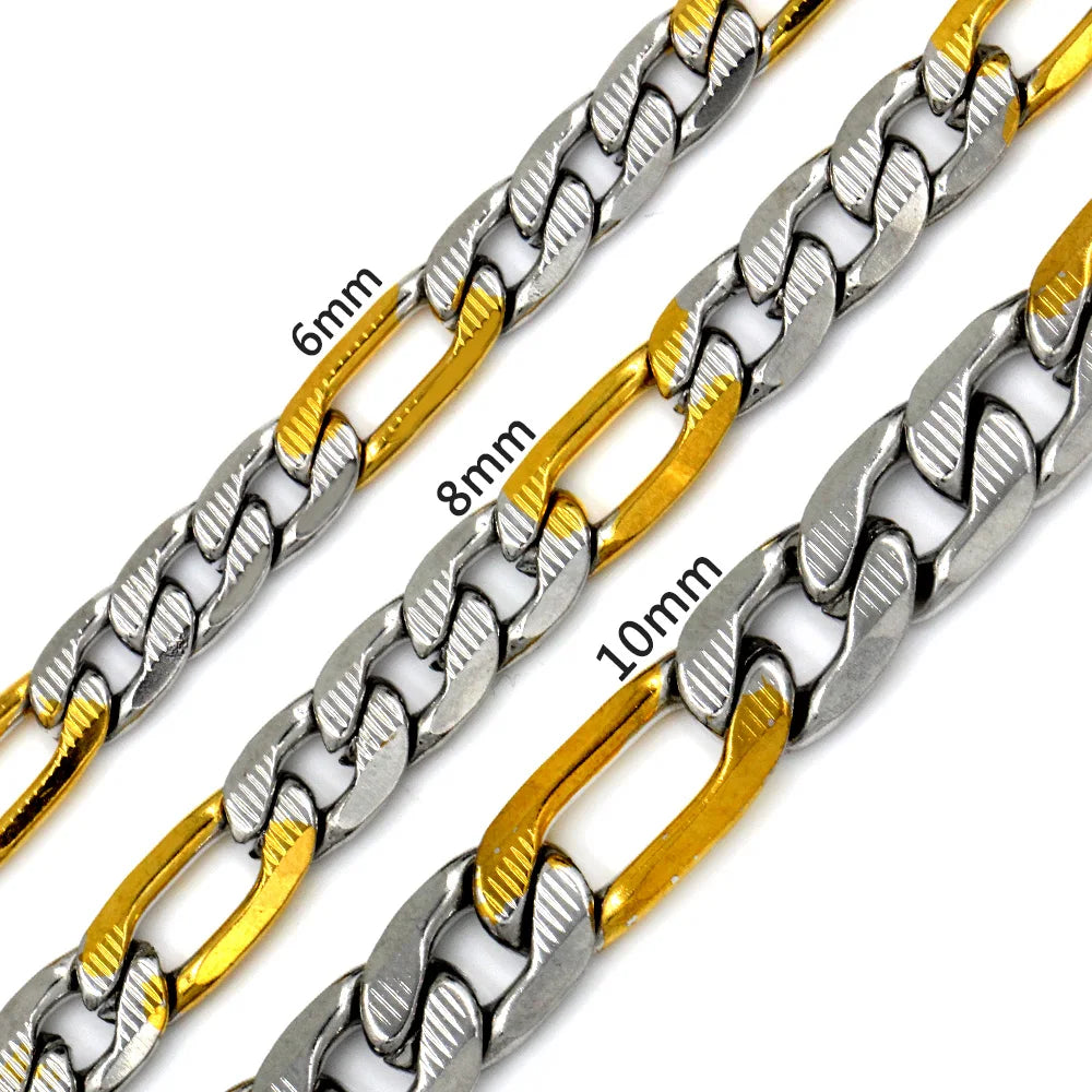 Figaro Chain Necklace in Stainless Steel | Gold, Silver & Two-Tone – 6/8/10mm