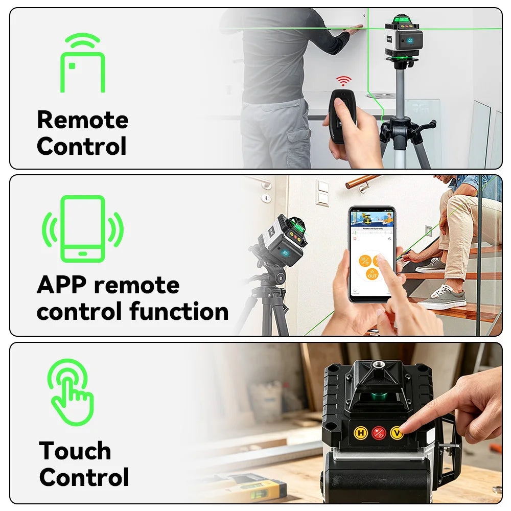 Niveau Laser 4D Professionnel HGLINE – 16 Lignes, Auto-nivellement 360°, Télécommande APP