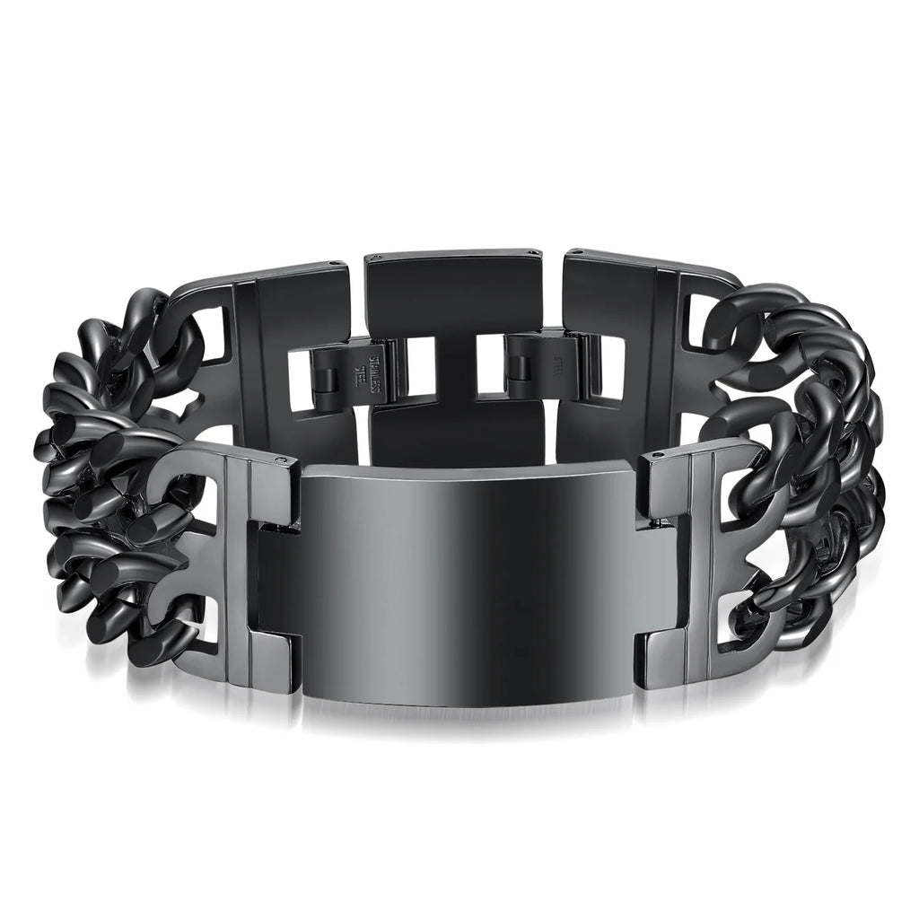 Bracelet en acier inoxydable 316L, chaîne cubaine de 24MM de largeur, bracelet croisé pour hommes.