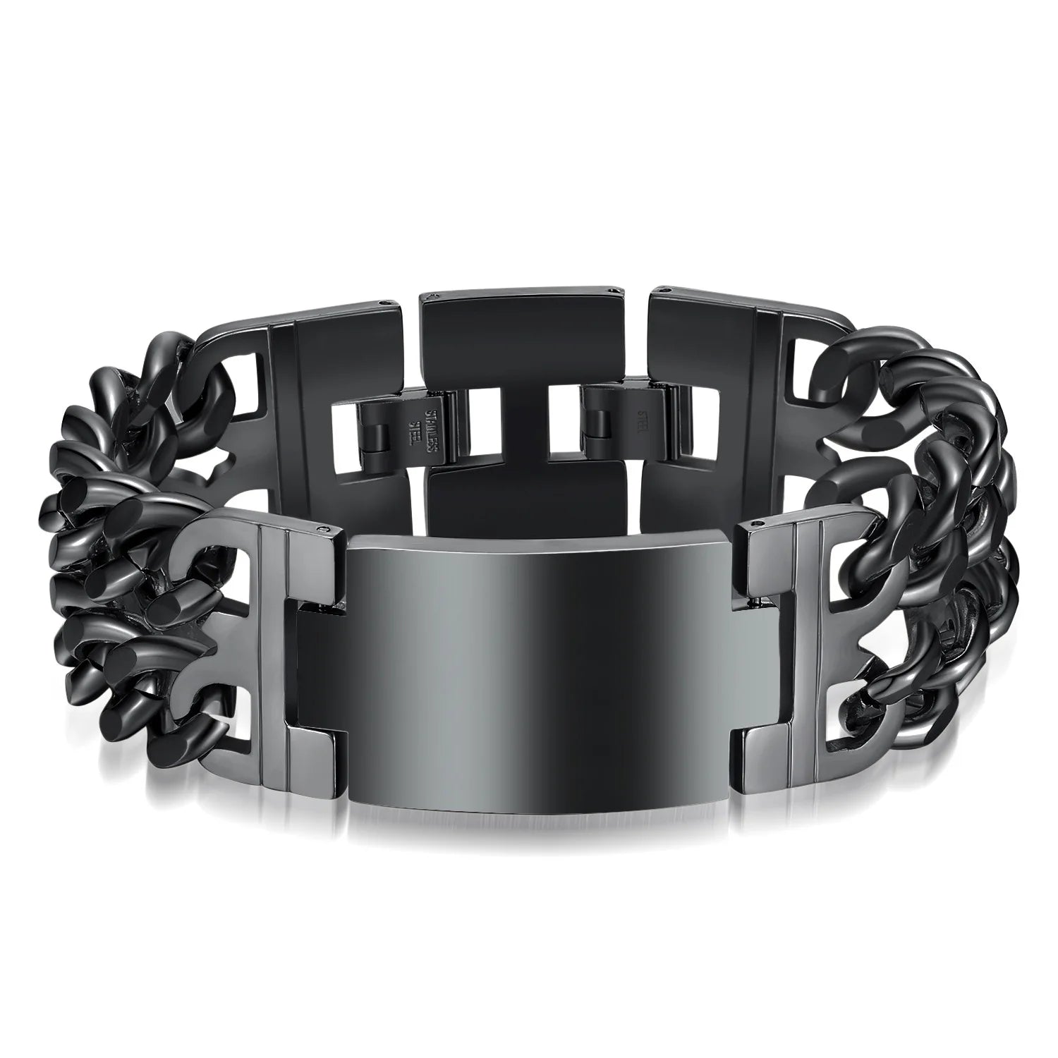 Bracelet en acier inoxydable 316L, chaîne cubaine de 24MM de largeur, bracelet croisé pour hommes.
