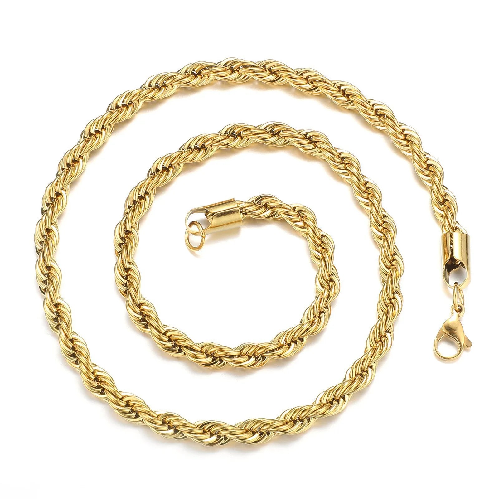 Collier en acier inoxydable 316L HNSP, chaîne torsadée, pour homme, bijoux unisexes, accessoires, largeur 3MM/4MM/5MM