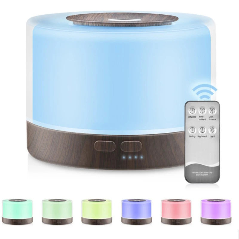 Humidificateur d'aromathérapie à grande capacité de 700 ml, effet bois.