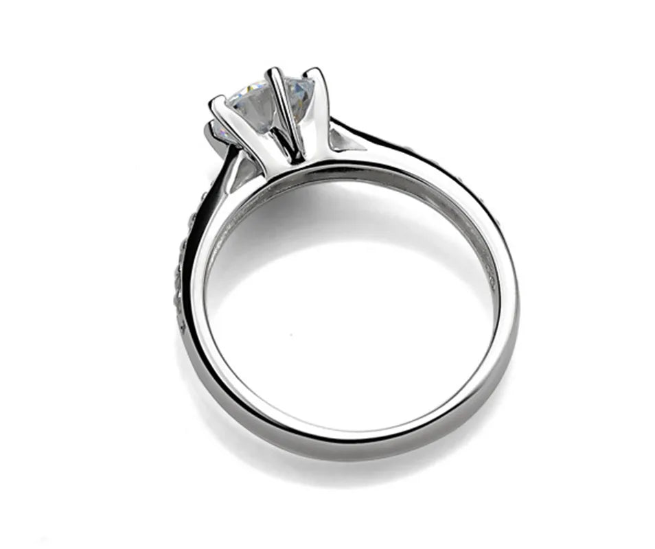 Bague classique de luxe en argent Sterling 925 pour femmes, bijoux à Six griffes, simple, diamant 70ct, imitation diamant, bague pour femmes