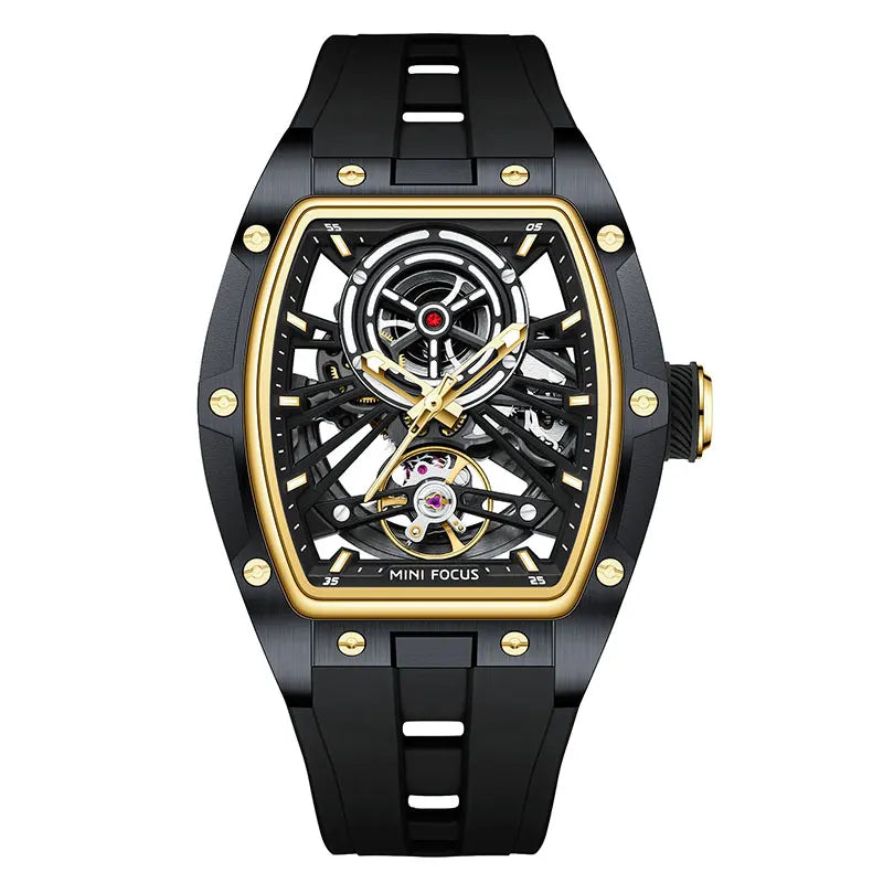 Montre Homme MINIFOCUS — Mécanique Automatique Squelette, Silicone & Waterproof 5ATM