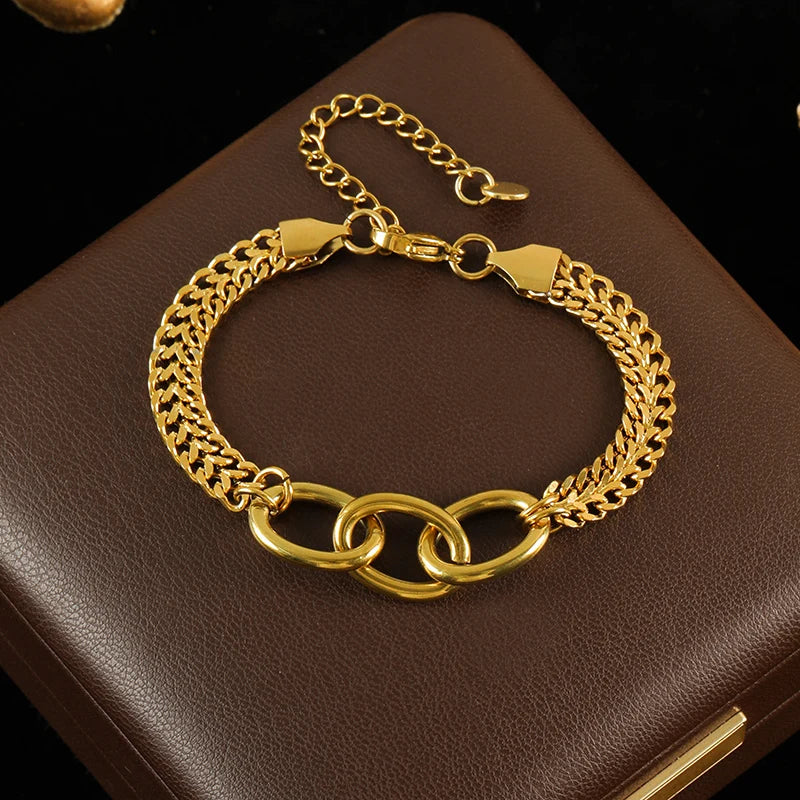 Bracelet acier inoxydable pour femmes couleur or