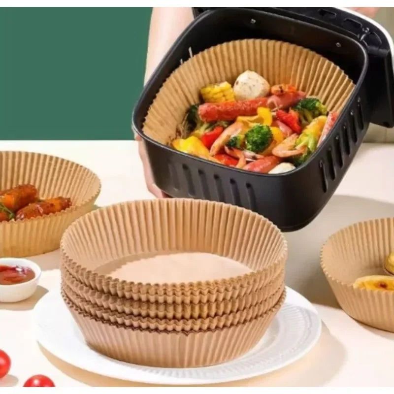 Papier Parchemin Antiadhésif pour Friteuse à Air – Rond, Carré ou Rectangle | 50 à 300 pcs