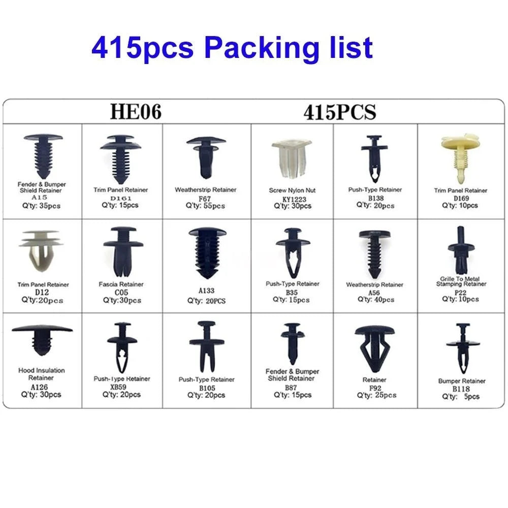 Clips de retenue en plastique pour voiture, goupille de poussée pour garde-boue Automobile, Rivet de panneau de garniture de porte, outil de fixation de taille mixte pour pare-chocs Automobile