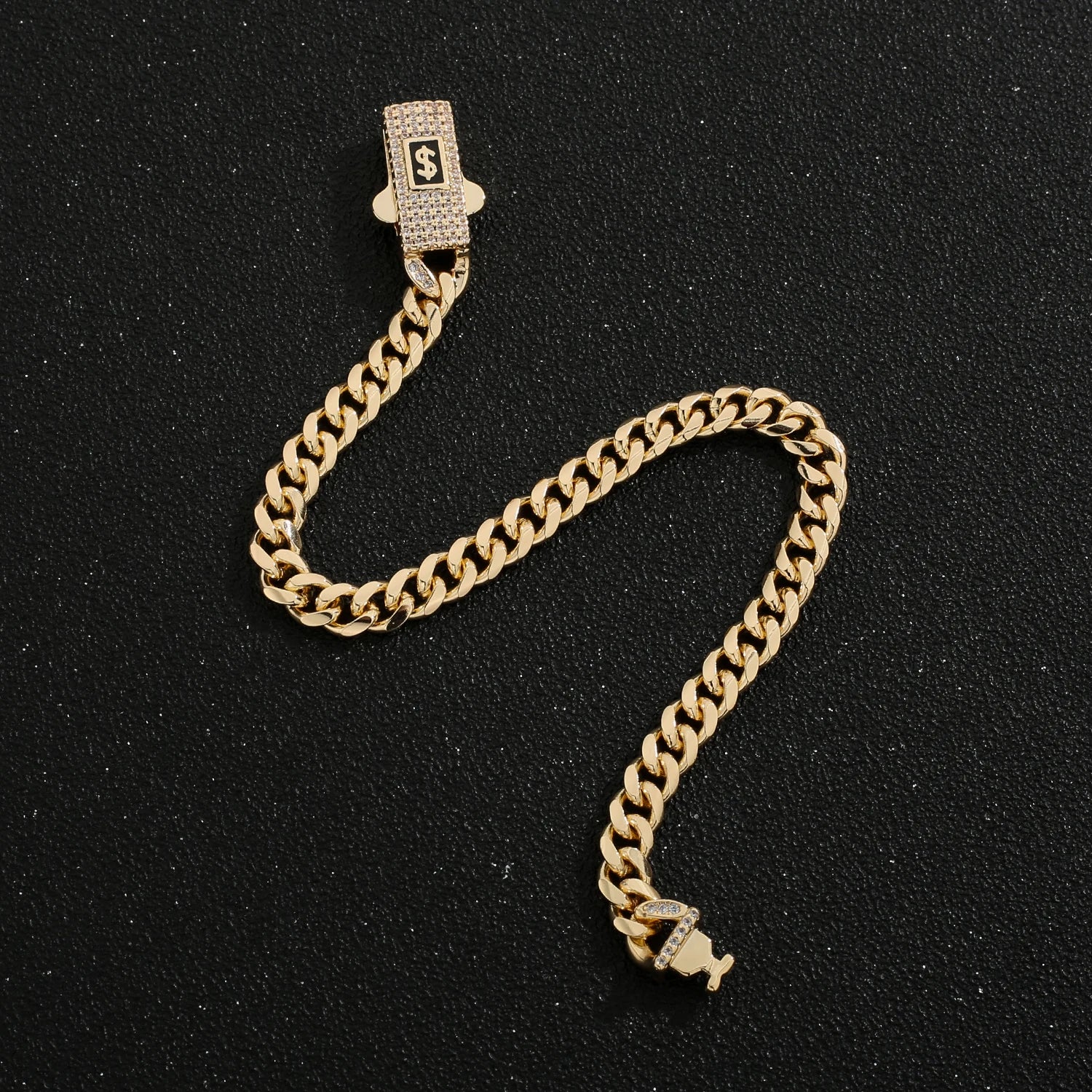 Bracelet de cheville de style Monaco hommes femmes, plaqué or 14 carats.