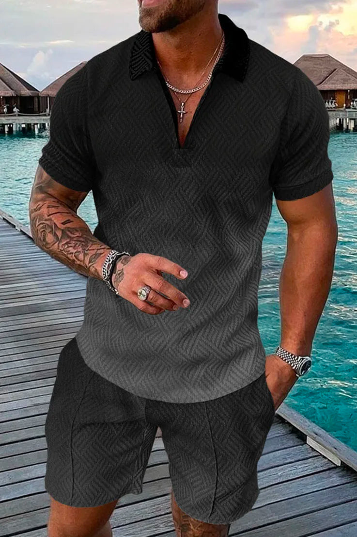Polo Zippé Vintage Homme — Ensemble Survêtement Col Mandarin, Respirant & Grande Taille S-5XL