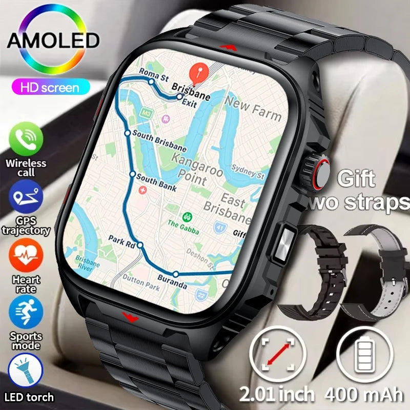 2025New GPS sport montre intelligente hommes 2.01 pouces 400 mAh batterie Fitness Tracker Bluetooth appel étanche nouvelle montre intelligente