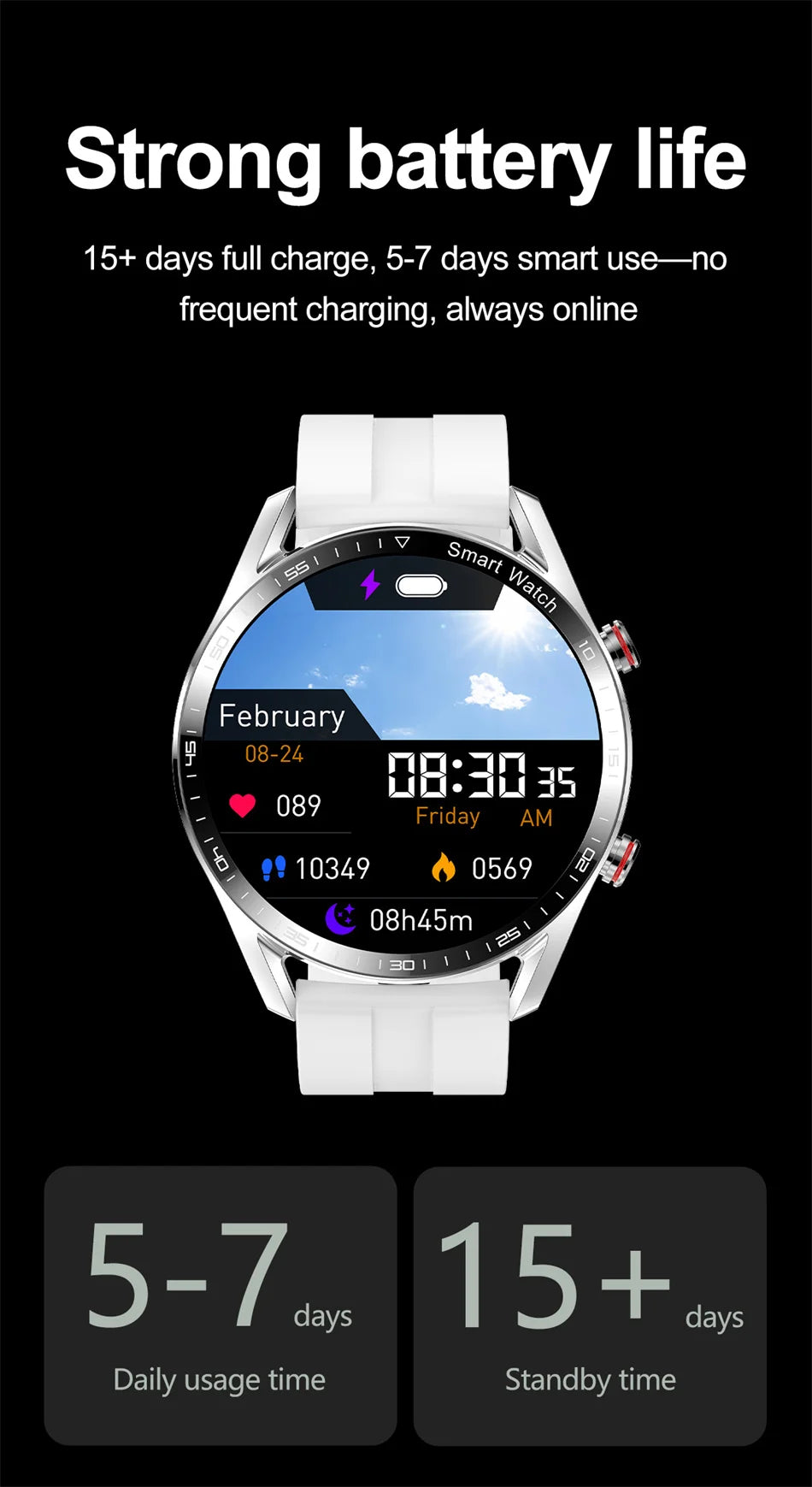 Montre Connectée Homme Femme ChiBear GT – 1,53" Appel Bluetooth, Cardio, SpO2, Sport