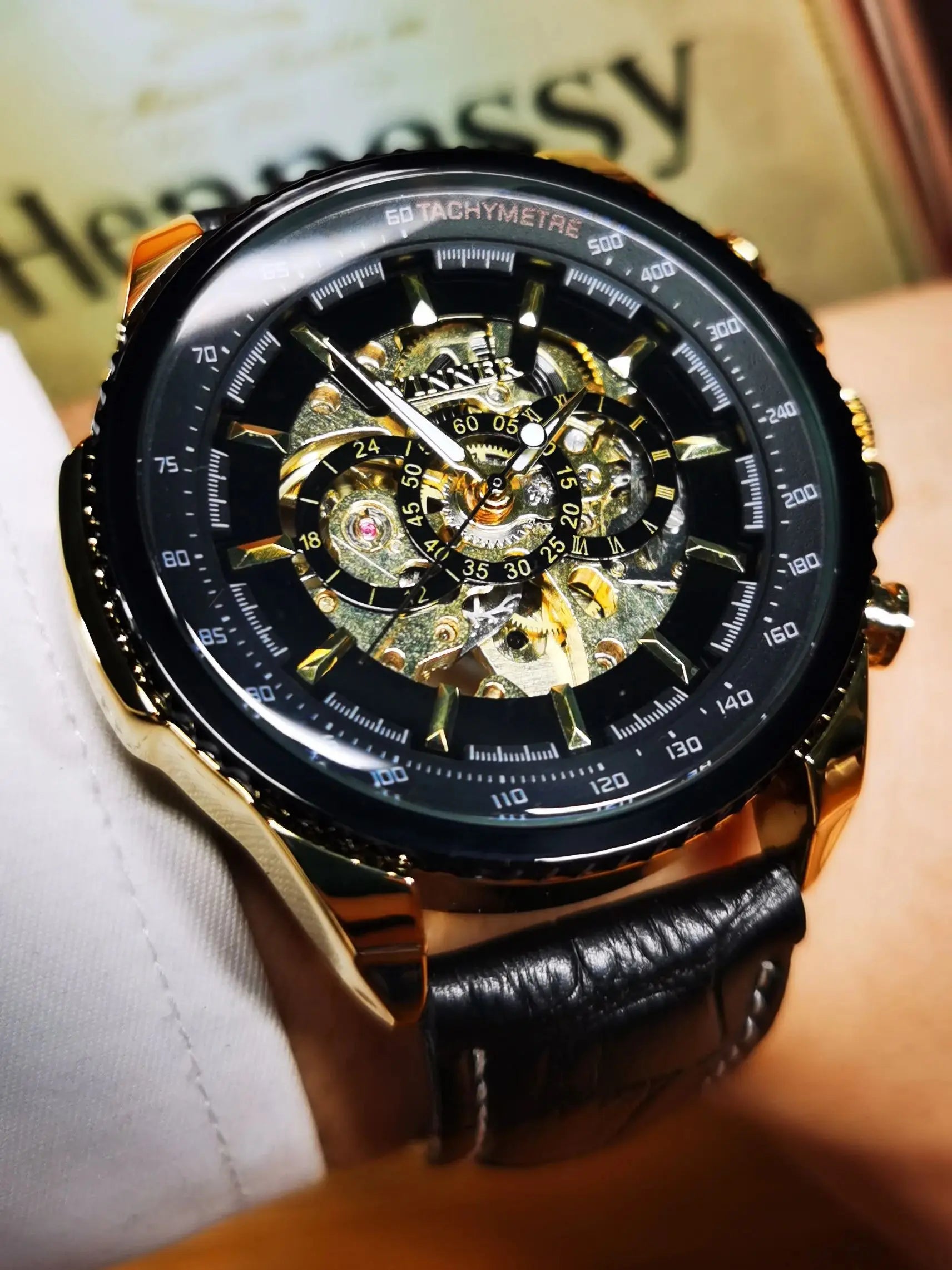 Montre Automatique Squelette Militaire Homme WINNER – Steampunk, Bracelet Cuir